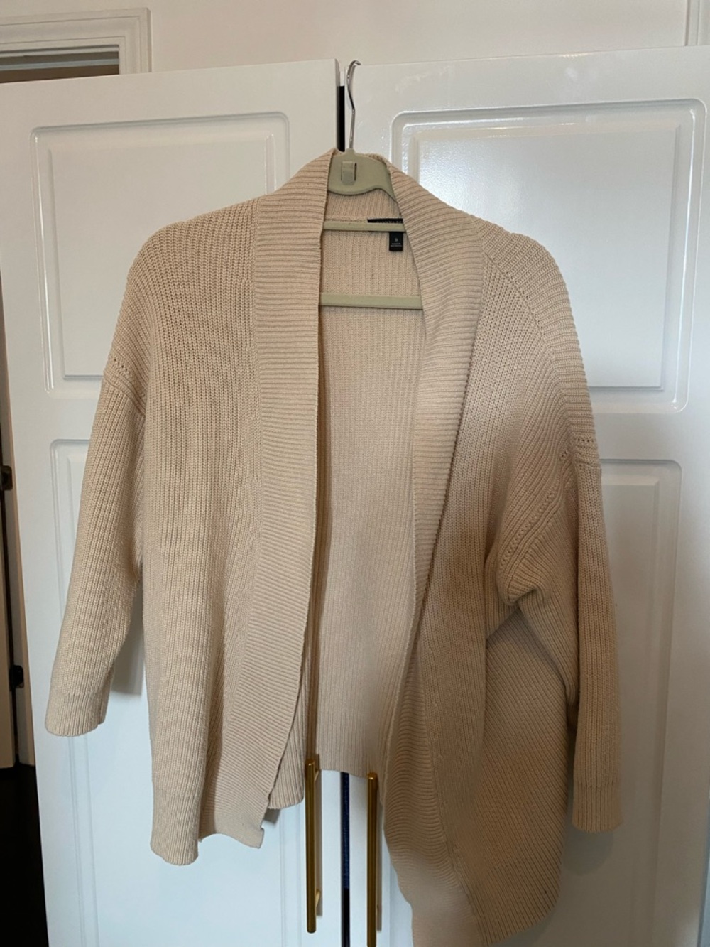Banana Republic Cream Open-Front Ribbed Cardigan
